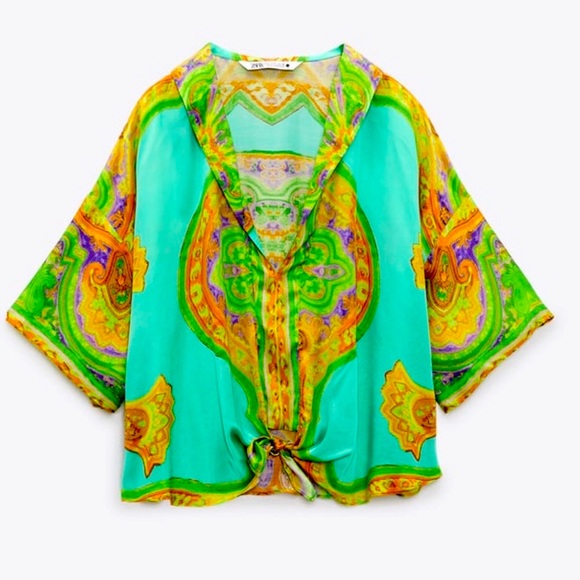 Zara flowy printed blouse - Picture 2 of 12